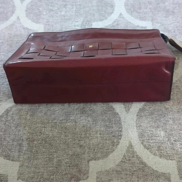 GoldPfeil Burgundy Leather Clutch Zipper Closure Vintages W. Germany - Picture 3 of 12
